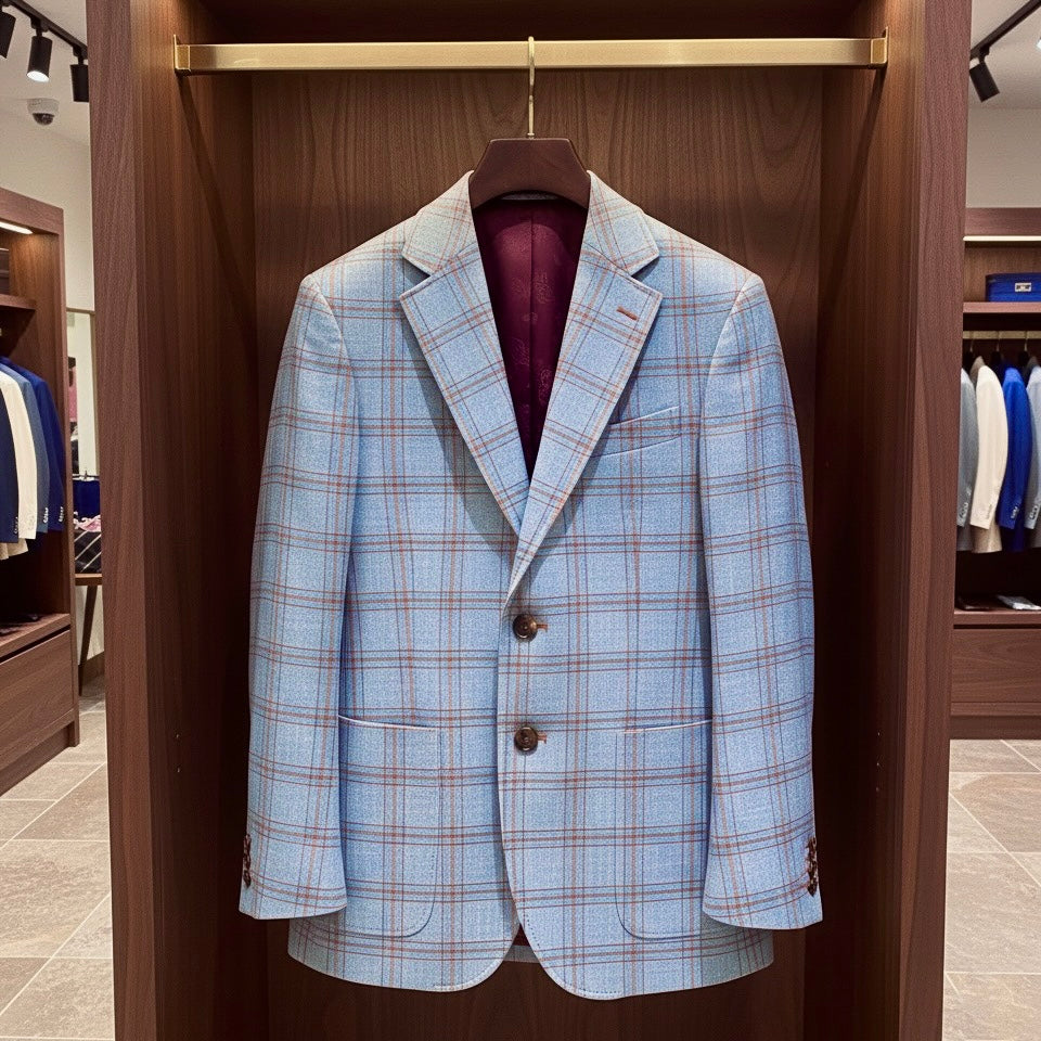 Terry Rayon’s Sky Blue Brown Checked