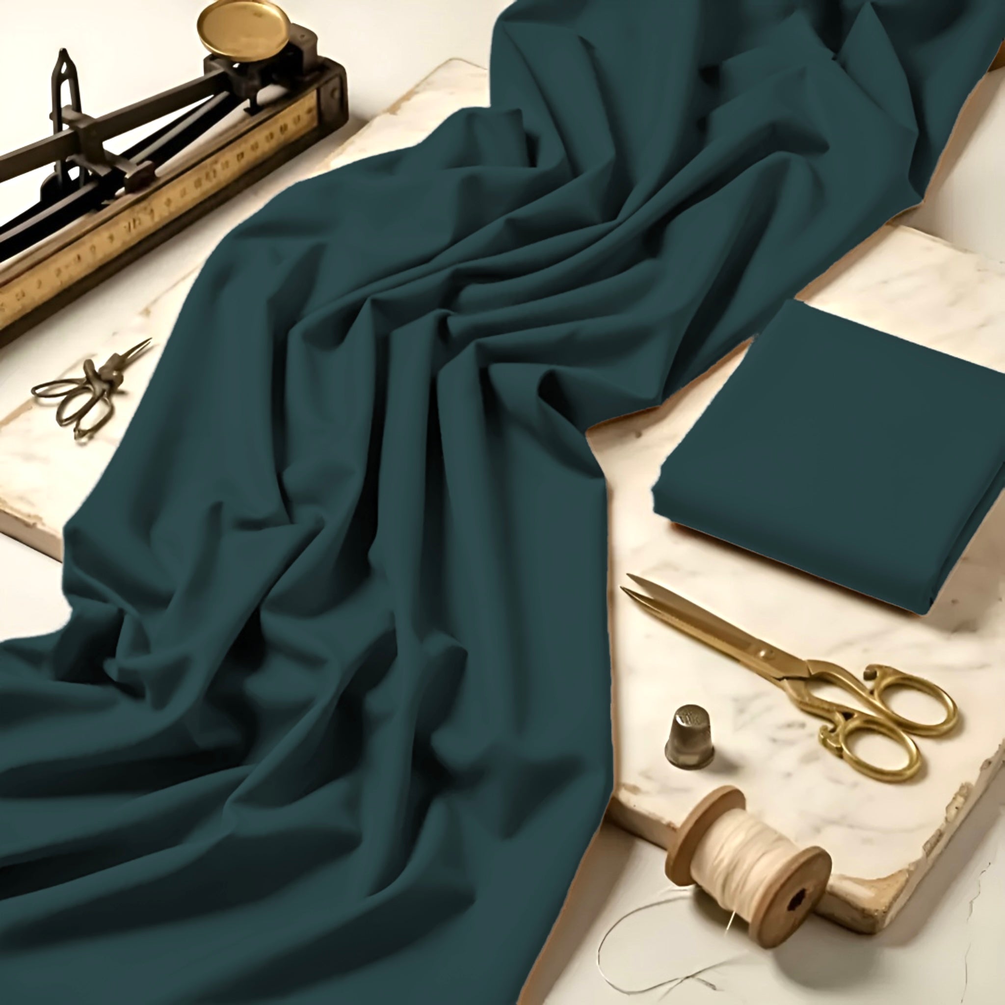 Imported Wash & Wear Dark Sea Green