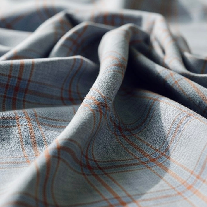 Terry Rayon’s Sky Blue Brown Checked