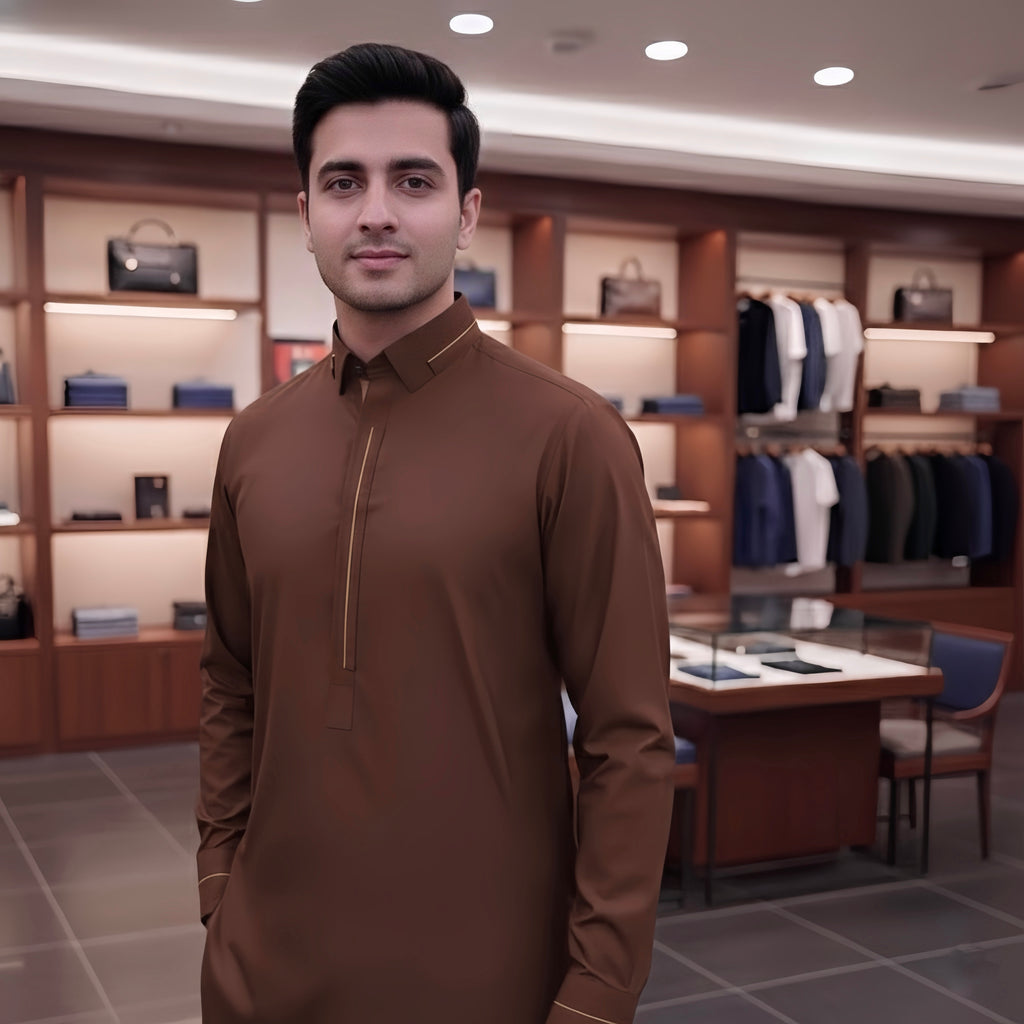 Rust Designer’s Shalwar Kameez