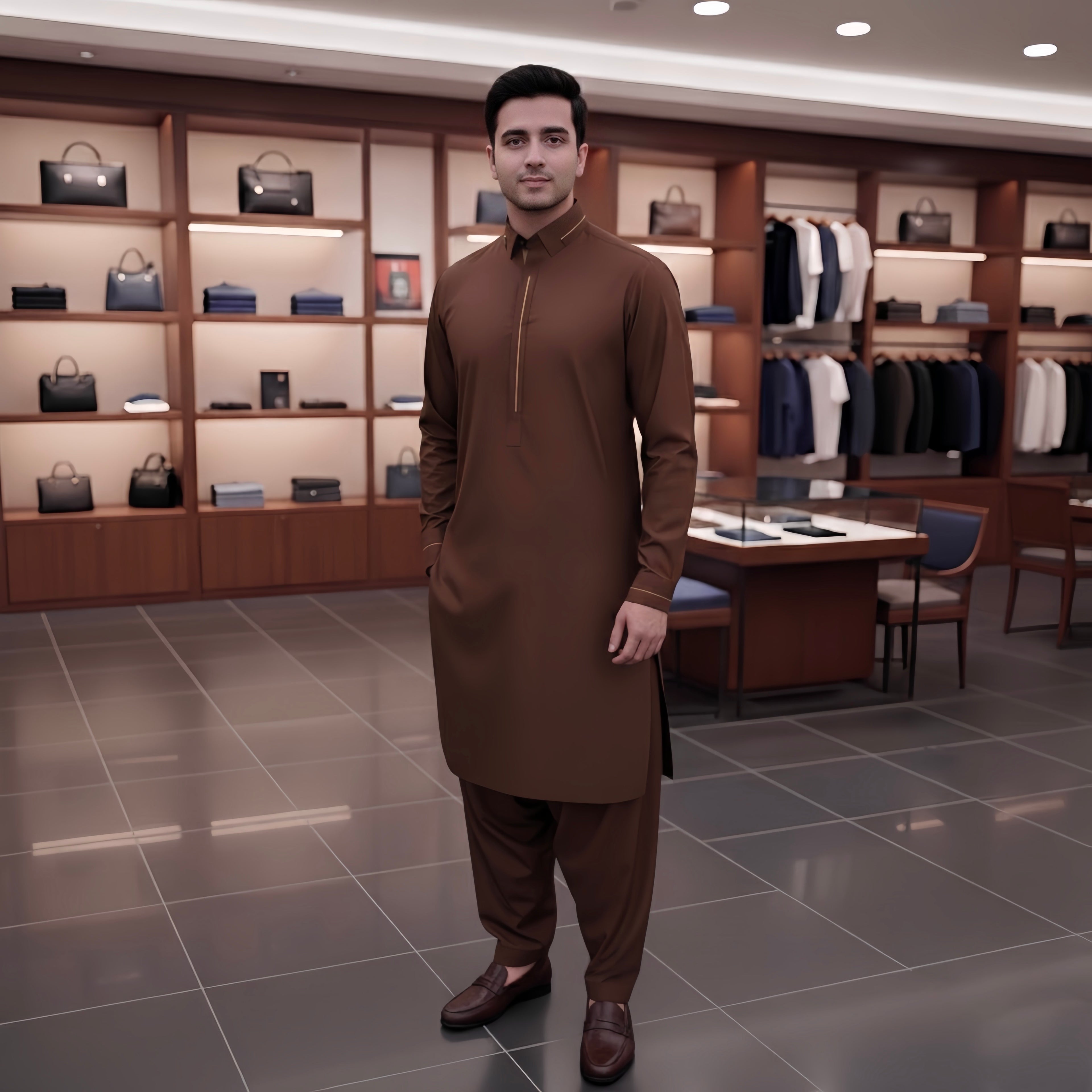 Rust Designer’s Shalwar Kameez