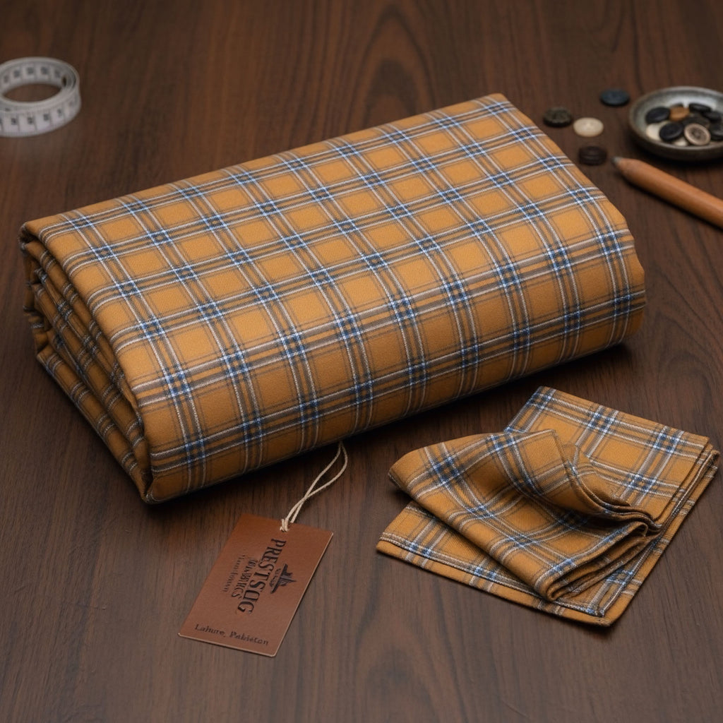 Mustard Blue Checked Terry Rayon’s