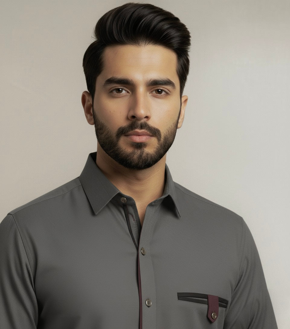 Olive Grey Designer’s Shalwar Kameez