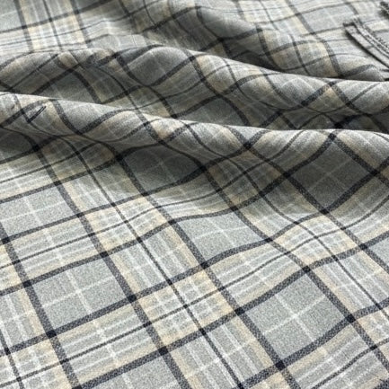 Light Grey Black and Skin Checked Tweed