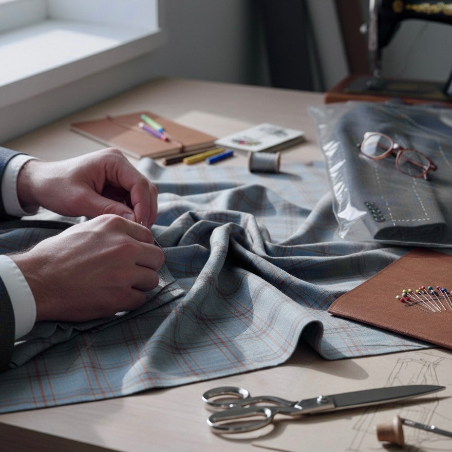 Terry Rayon’s Sky Blue Brown Checked