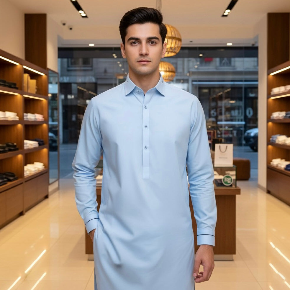 Sky Blue Designer’s Shalwar Kameez