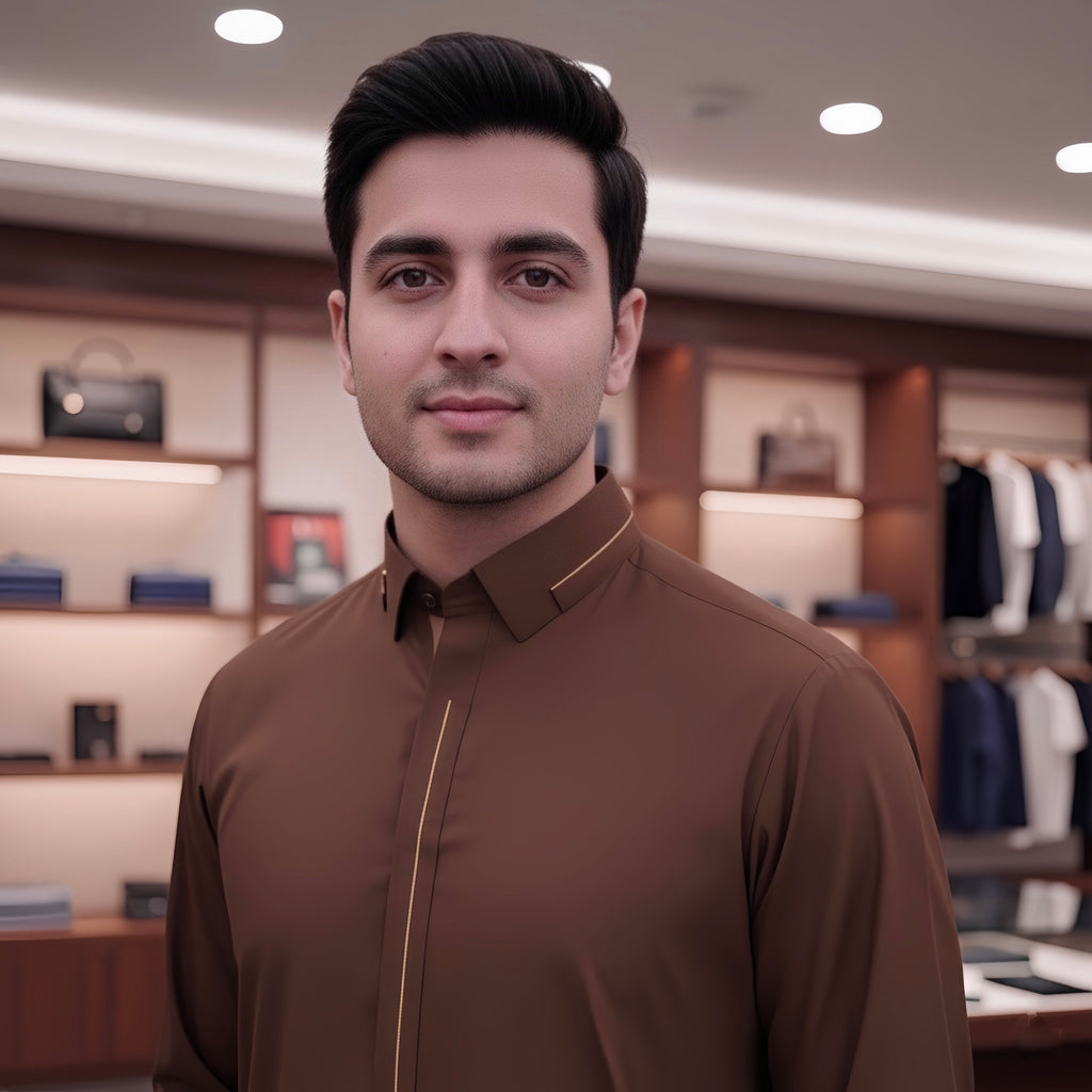 Rust Designer’s Shalwar Kameez