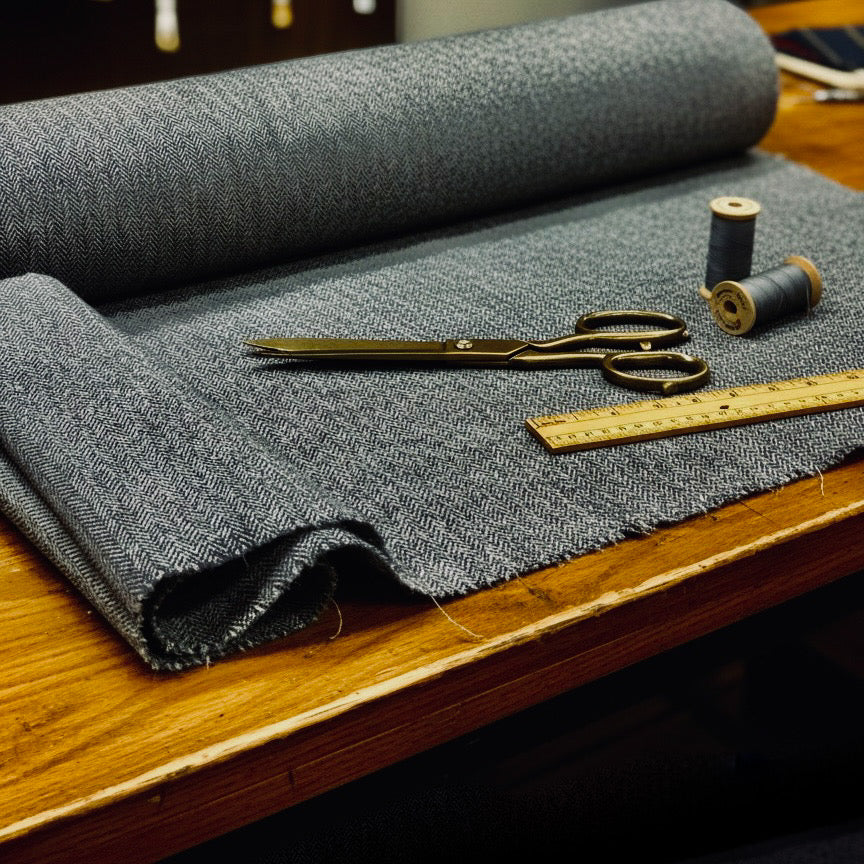 Herringbone Tweed Grey Spools